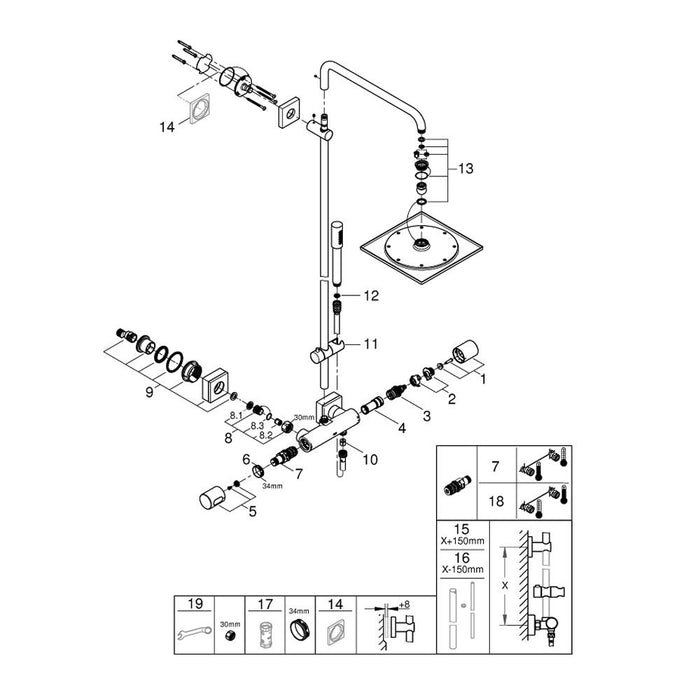 Grohe Rainshower System Shower with Thermostat and Side Showers - Unbeatable Bathrooms
