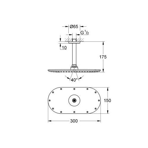 Grohe Rainshower Veris Ceiling Head Shower Set with 1 Spray - Unbeatable Bathrooms