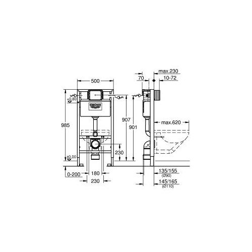 Grohe Rapid SL Installation System 2 in 1 Set for WC with Push Fit Flexible Hose Union - Unbeatable Bathrooms