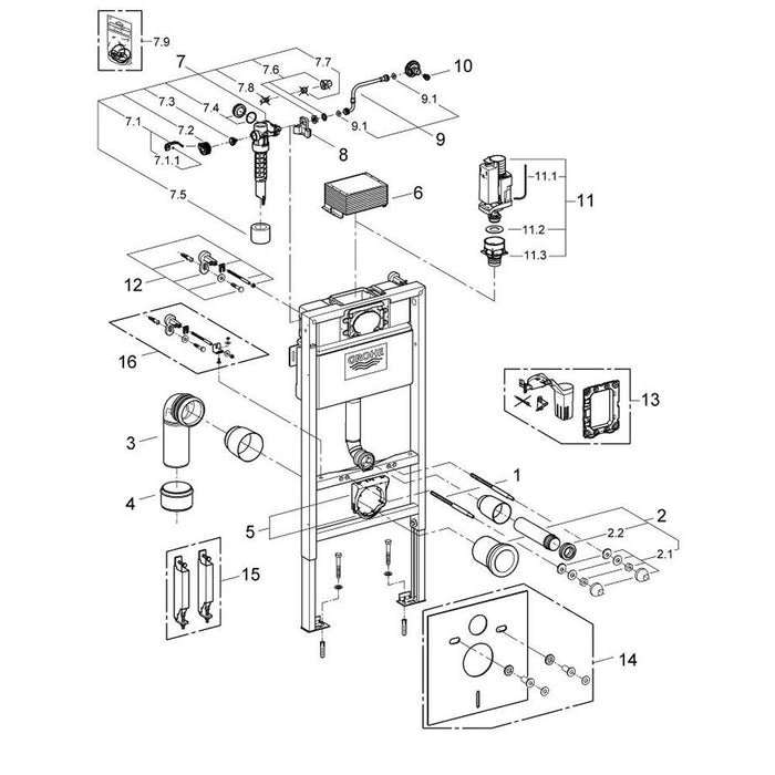Grohe Rapid SL Installation System 2 in 1 Set for WC with Push Fit Flexible Hose Union - Unbeatable Bathrooms
