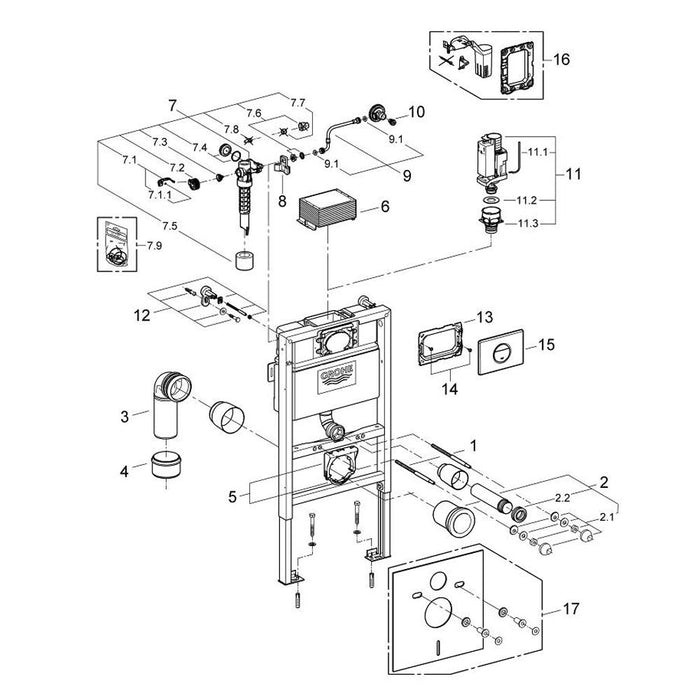 Grohe Rapid SL Installation System 3 in 1 Set for WC - Unbeatable Bathrooms