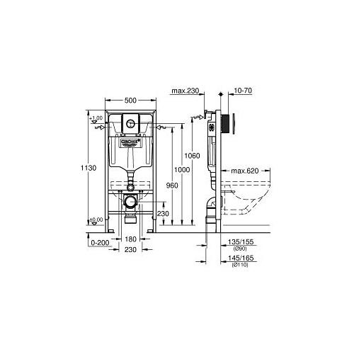 Grohe Rapid SL Installation System Chrome 3 in 1 Set for WC with Fixing Bolts - Unbeatable Bathrooms