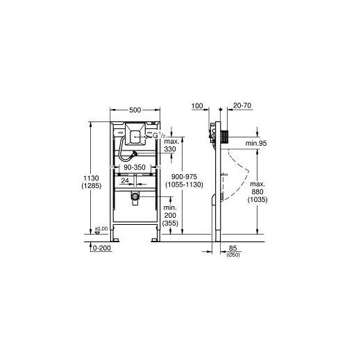 Grohe Rapid SL Installation System for Urinal with Manual and Infra-Red Actuation - Unbeatable Bathrooms