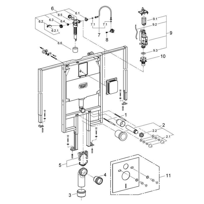 Grohe Rapid SL Installation System Set for WC with 1/2 Inch Water Supply - Unbeatable Bathrooms