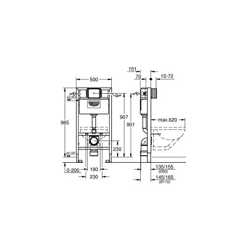 Grohe Rapid SL Installation System Set for WC with Loads Of Over 400 Kg - Unbeatable Bathrooms