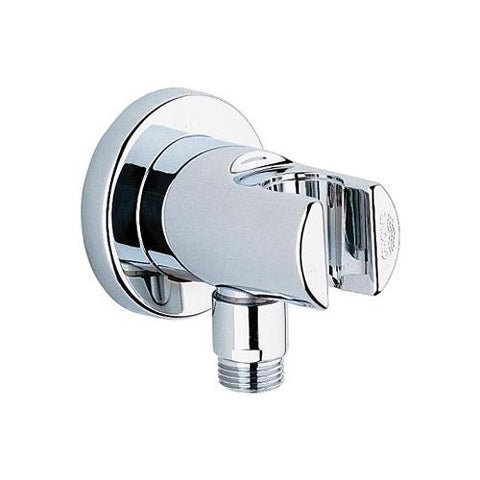 Grohe Relexa 1/2 Inch Shower Outlet Elbow with Wall Shower Holder and Male Thread - Unbeatable Bathrooms