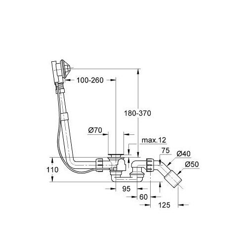 Grohe Talento Pop Up Bath Waste and Overflow with Bowden Cable - Unbeatable Bathrooms
