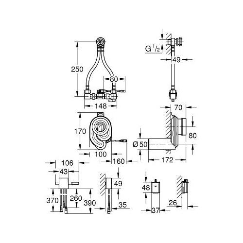 Grohe Temperature Sensor for Urinal with Water Connection Set and Stop Valve - Unbeatable Bathrooms