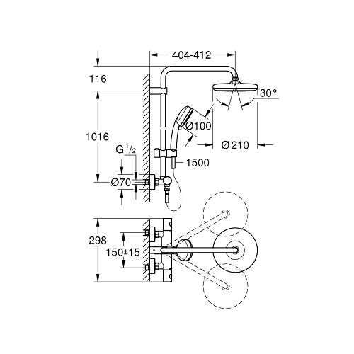 Grohe Tempesta Cosmopolitan Chrome Shower System with Thermostat for Wall Mounting - Unbeatable Bathrooms