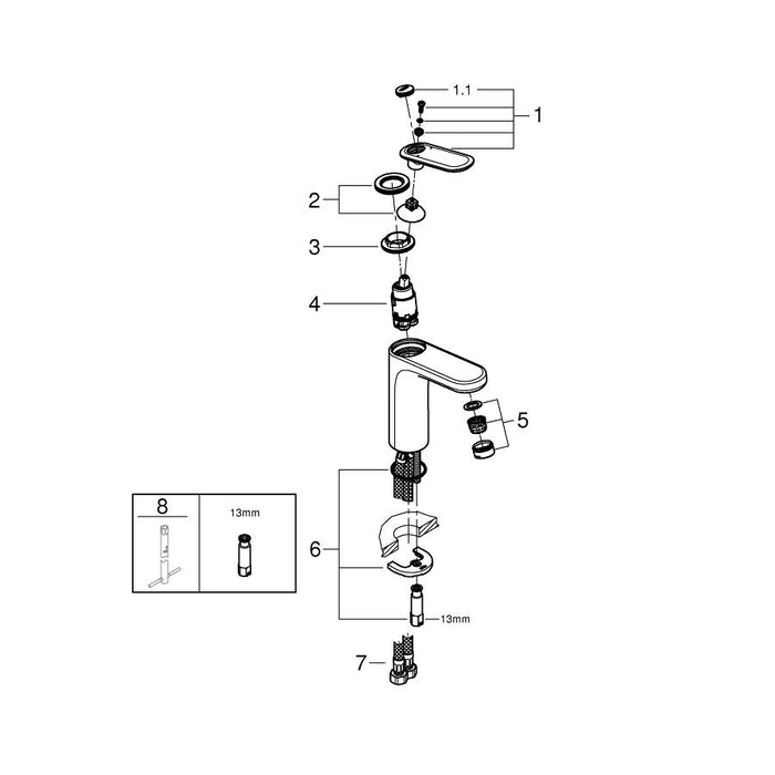 Grohe Veris 1/2 Inch Medium Size Basin Mixer - Unbeatable Bathrooms