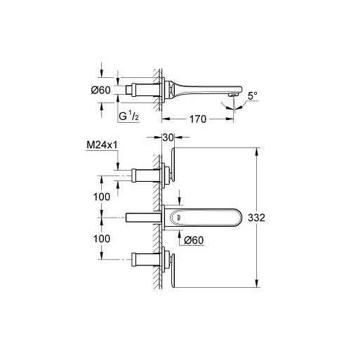 Grohe Veris1/2 Inch Small Size Three Hole Basin Mixer - Unbeatable Bathrooms