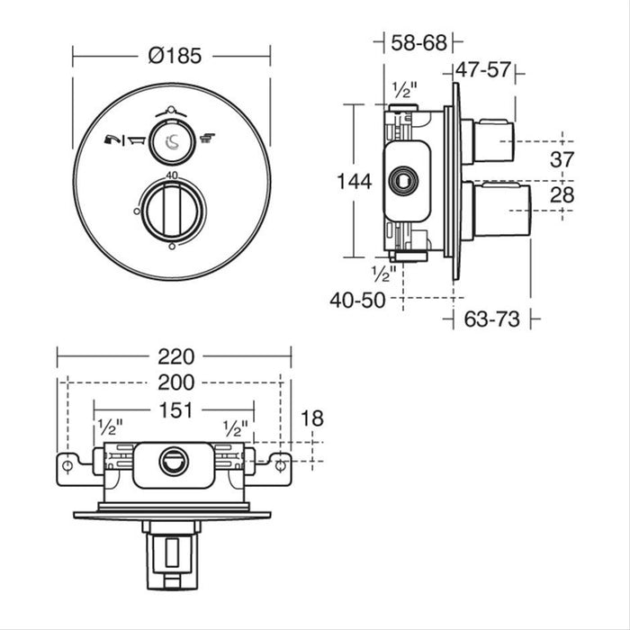 Ideal Standard Concept Easybox Slim Built-In Thermostatic Bath Shower Mixer - Unbeatable Bathrooms