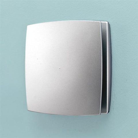 HiB Breeze Fan, Wall or Ceiling Mounted - Matt Silver with Timer and Humidity Sensor - Unbeatable Bathrooms