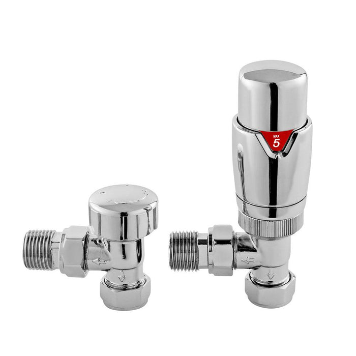 Hudson Reed Angled Luxury Thermostatic Radiator Valves - Unbeatable Bathrooms