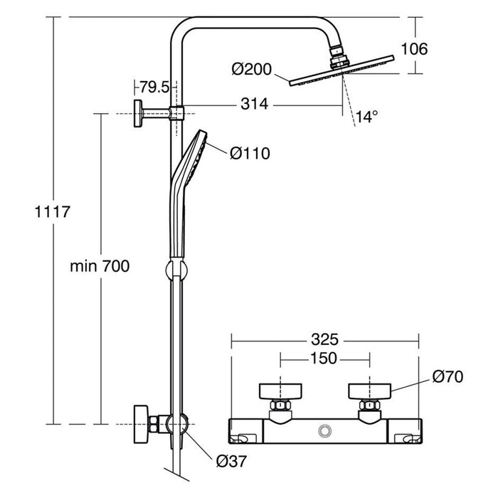 Ideal Standard Ceratherm T50 Exposed Thermostatic Shower System - Unbeatable Bathrooms