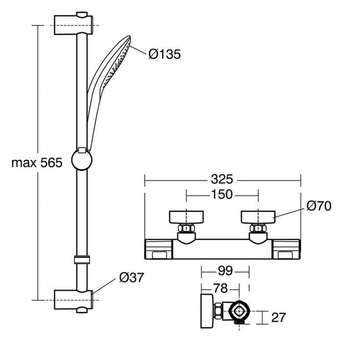 Ideal Standard Ceratherm T100 Exposed Thermostatic Shower Mixer Pack - Unbeatable Bathrooms