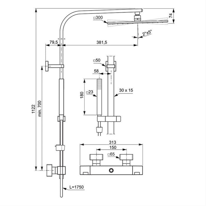 Ideal Standard Ceratherm C100 Exposed Thermostatic Shower System - Unbeatable Bathrooms