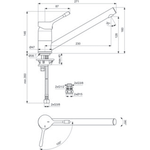 Ideal Standard Ceralook Single Lever Low Spout Kitchen Mixer - Unbeatable Bathrooms