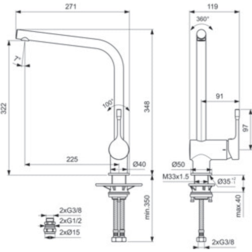 Ideal Standard Ceralook Single Lever L-Shape Spout Kitchen Mixer - Unbeatable Bathrooms