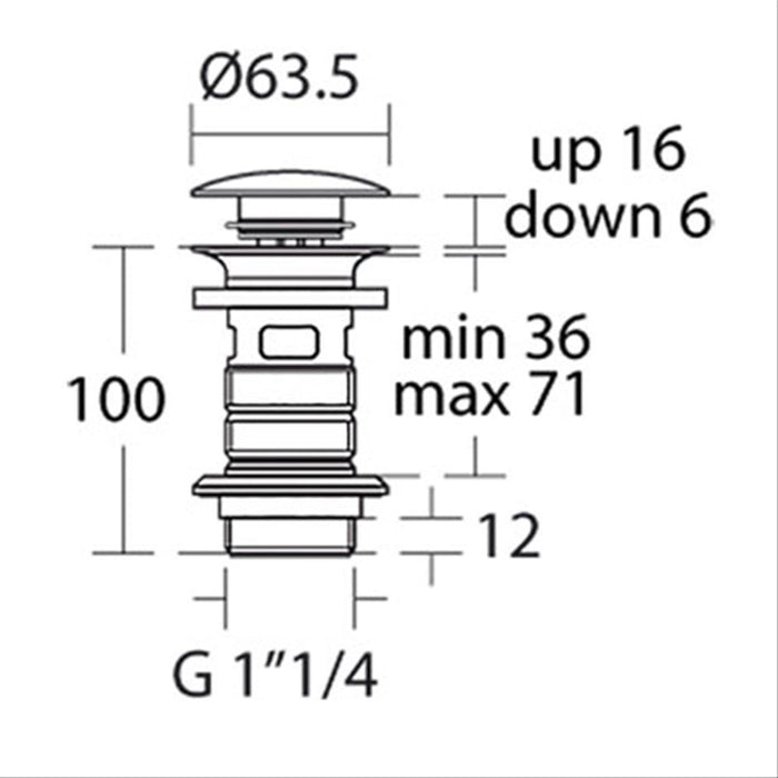 Ideal Standard Luxury 1 1/4" Basin Clicker Waste - Slotted - Unbeatable Bathrooms