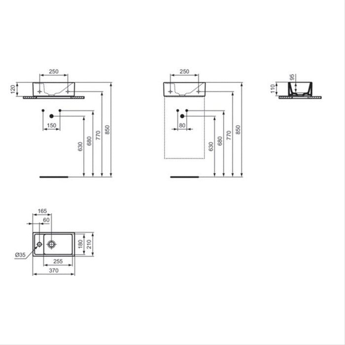 Ideal Standard i.Life S 35cm Guest Washbasin Unit - Unbeatable Bathrooms