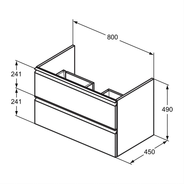 Ideal Standard Connect EQ Wall Hung Vanity Unit with 2 Drawers - Unbeatable Bathrooms