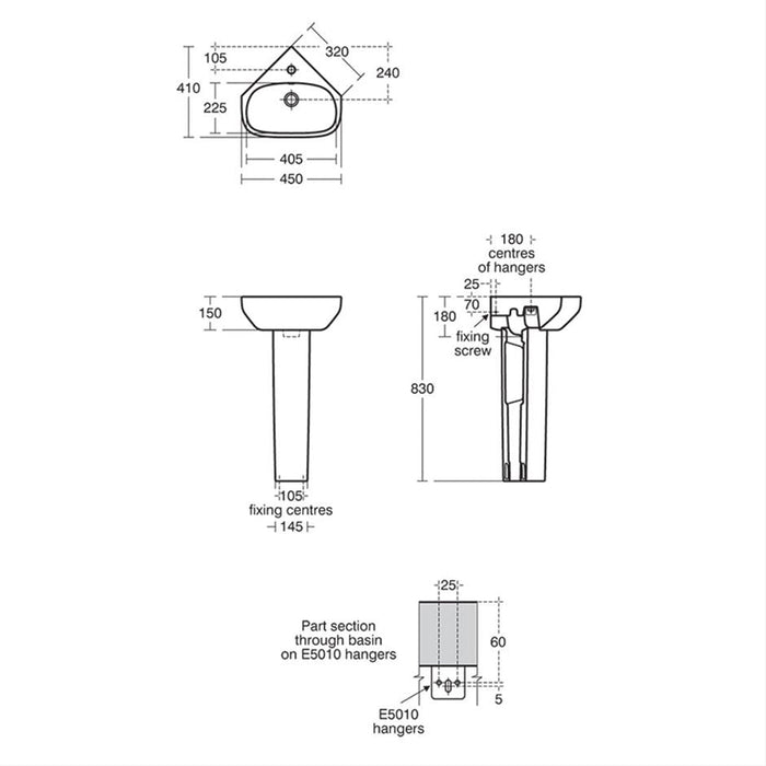 Ideal Standard i.Life A 40cm Corner Handrinse Basin - Unbeatable Bathrooms