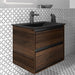 Ideal Standard Connect Air Wall Hung Vanity Unit with 2 Drawers - Silk Black + Wood - Unbeatable Bathrooms