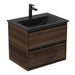 Ideal Standard Connect Air Wall Hung Vanity Unit with 2 Drawers - Silk Black + Wood - Unbeatable Bathrooms