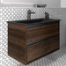 Ideal Standard Connect Air Wall Hung Vanity Unit with 2 Drawers - Silk Black + Wood - Unbeatable Bathrooms