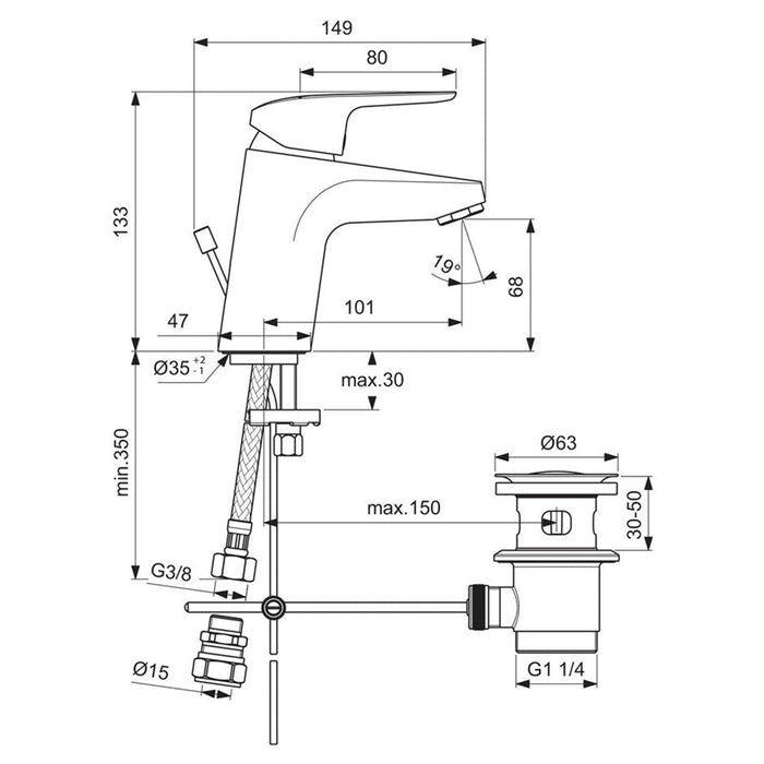 Ideal Standard Studio Echo 45cm Corner Handrinse Basin - 1 Taphole with Overflow - Unbeatable Bathrooms