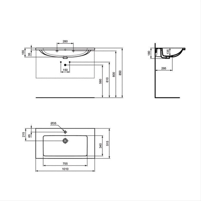 Ideal Standard i.Life B 60cm / 80cm / 100cm 2 Drawer Wall Hung Vanity Unit - Unbeatable Bathrooms