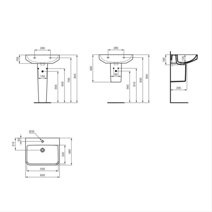 Ideal Standard i.Life B 1 Taphole Washbasin - Unbeatable Bathrooms