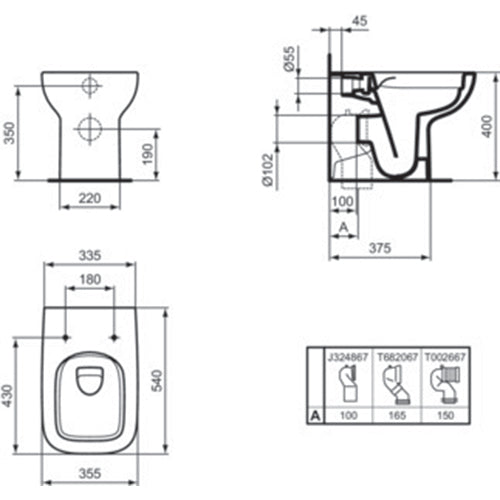 Ideal Standard i.Life A Back To Wall WC Bowl with Horizontal Outlet & Rimless+ Technology - Unbeatable Bathrooms