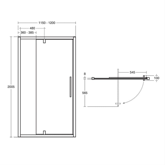 Ideal Standard i.Life Pivot Door with Idealclean Clear Glass - Bright Silver - Unbeatable Bathrooms
