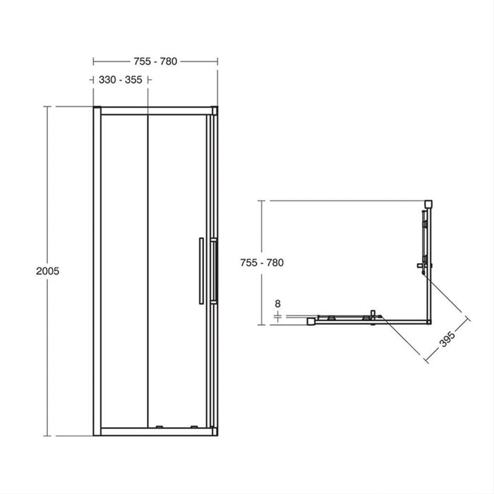 Ideal Standard i.Lifecorner Entry Enclosure with Idealclean Clear Glass - Bright Silver - Unbeatable Bathrooms