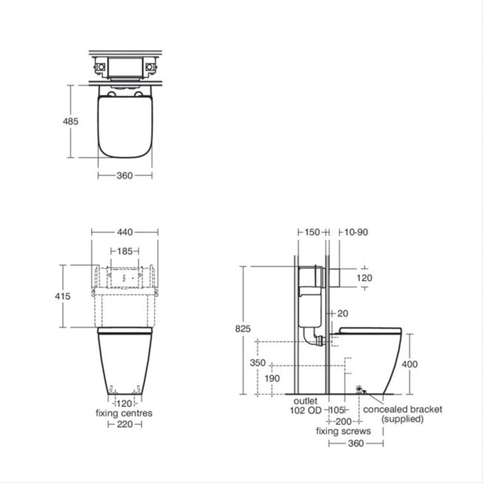 Ideal Standard i.Life S Compact Back To Wall WC Bowl with Horizontal Outlet & Rimless+ Technology - Unbeatable Bathrooms