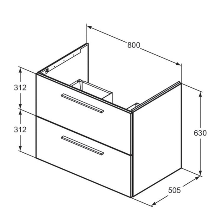 Ideal Standard i.Life B 60cm / 80cm / 100cm 2 Drawer Wall Hung Vanity Unit - Unbeatable Bathrooms