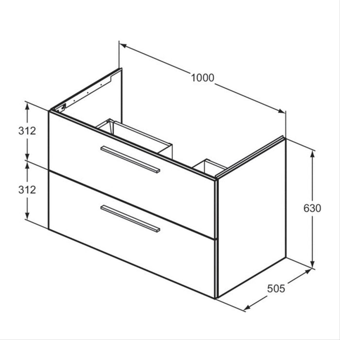 Ideal Standard i.Life B 60cm / 80cm / 100cm 2 Drawer Wall Hung Vanity Unit - Unbeatable Bathrooms