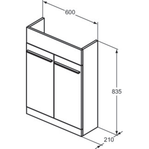 Ideal Standard i.Life S 60cm Compact Semi Countertop Washbasin Unit with 2 Doors - Unbeatable Bathrooms