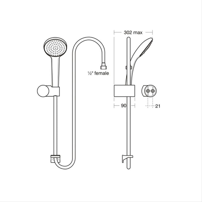 Ideal Standard Idealrain M3 shower set with 100mm three function handspray, holder and 1.35m hose - Unbeatable Bathrooms