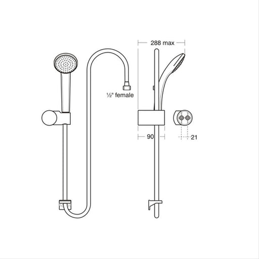 Ideal Standard Idealrain S1 shower set with 80mm one function handspray, holder and 1.35m hose - Unbeatable Bathrooms