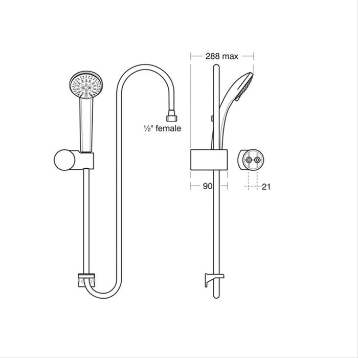 Ideal Standard Idealrain S3 shower set with 80mm three function handspray, holder and 1.35m hose - Unbeatable Bathrooms