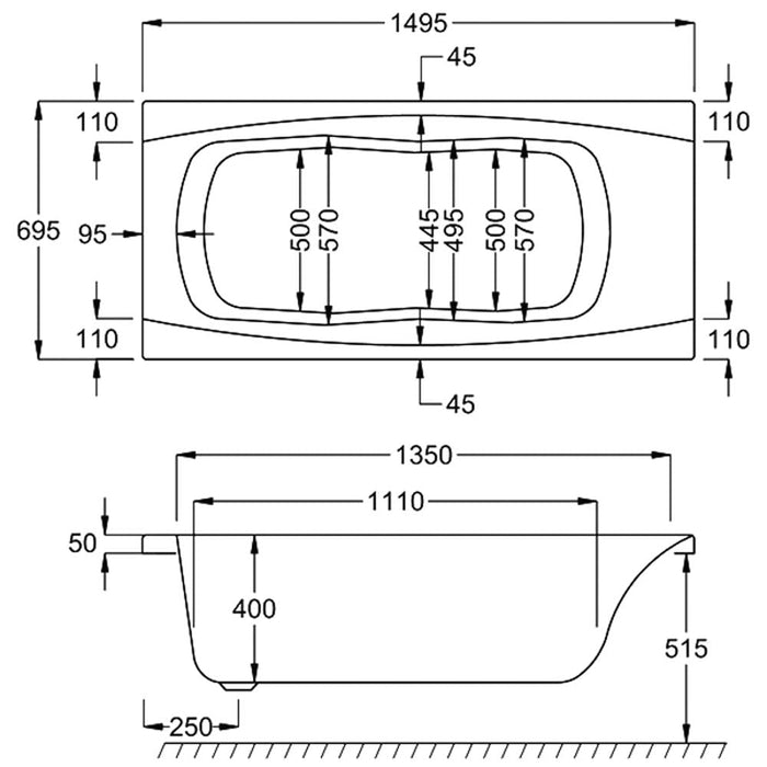 Carron Imperial Tg Carronite Bath - White - Unbeatable Bathrooms
