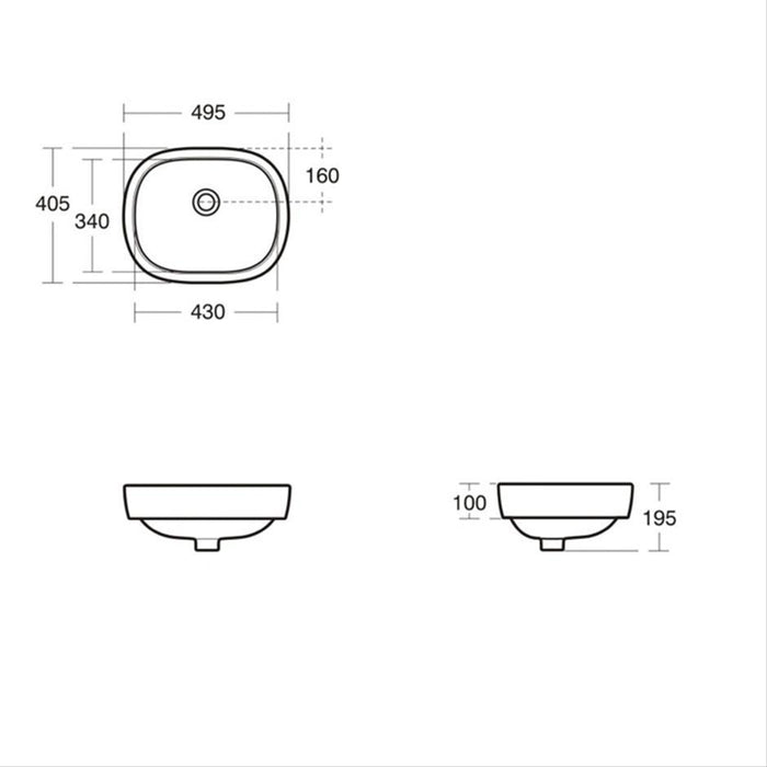 Ideal Standard Jasper Morrison 50cm vessel basin - no tapholes - Unbeatable Bathrooms