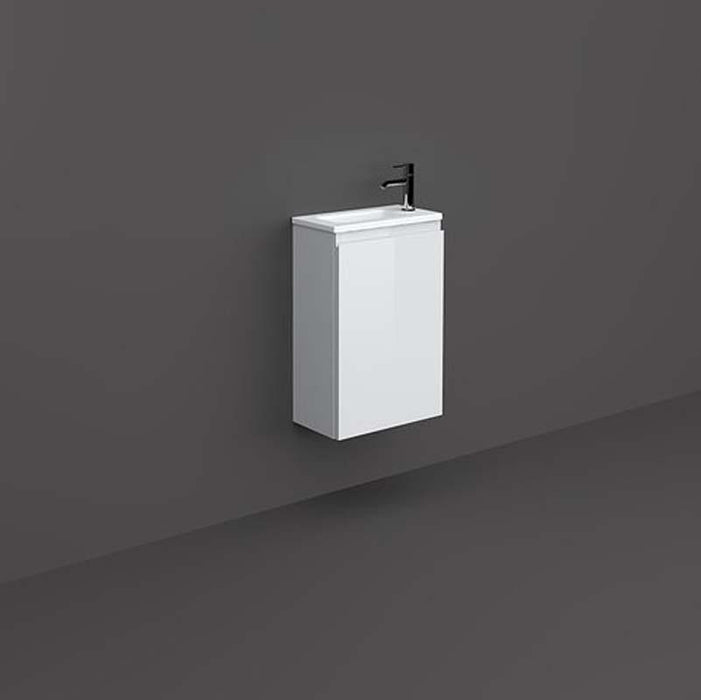 RAK Joy 400mm Vanity Unit - Wall Hung 1 Door Unit in Pure White - Unbeatable Bathrooms