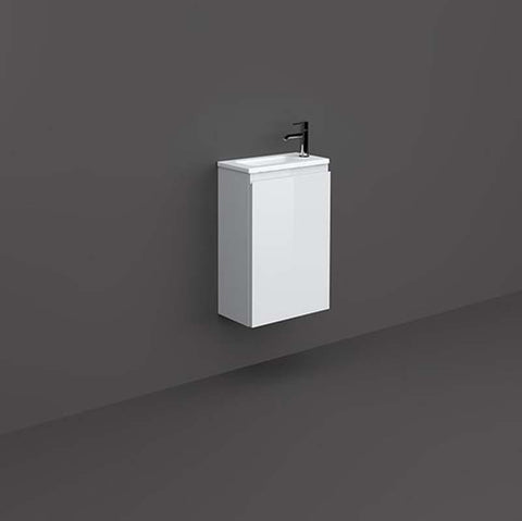 RAK Joy 400mm Vanity Unit - Wall Hung 1 Door Unit in Pure White - Unbeatable Bathrooms