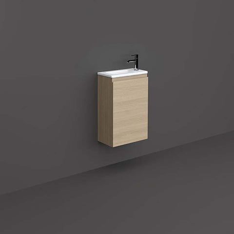 RAK Joy 400mm Vanity Unit - Wall Hung 1 Door Unit in Scandinavian Oak - Unbeatable Bathrooms