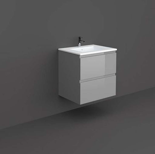 RAK Joy 600mm Vanity Unit - Wall Hung 2 Drawer Unit in Urban Grey - Unbeatable Bathrooms