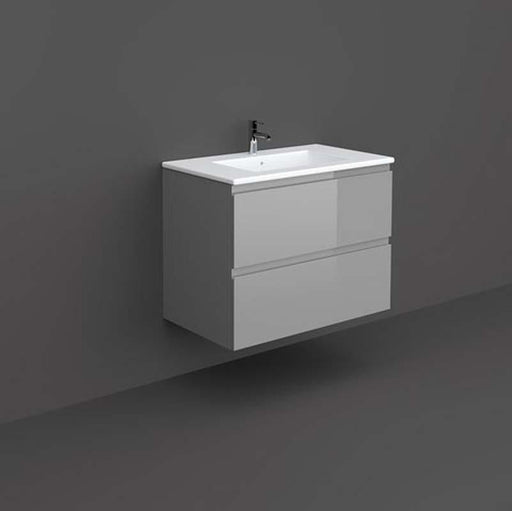 RAK Joy 800mm Vanity Unit - Wall Hung 2 Drawer Unit in Urban Grey - Unbeatable Bathrooms